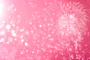 Pink Fireworks with Abstract bokeh background