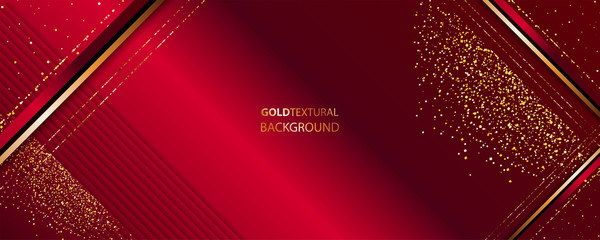 Dark red and gold abstract background luxury golden line template premium vector 