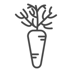 Carrot linear icon. Agriculture plant. Salad ingredient. Vegetable farm. Vegan food. Organic food. Greenery. Thin line illustration. Contour symbol. Vector isolated outline drawing. Editable stroke