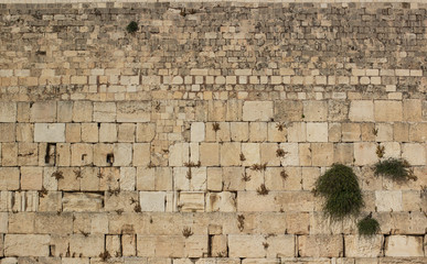 Western wall Jerusalem gorgeous holy heritage site for believers, ancient stone building simple background 