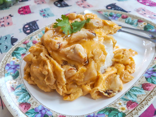 Creamy Crab Omelette with Rice.