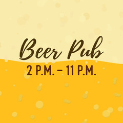 Vector background with yellow beer, lager backdrop