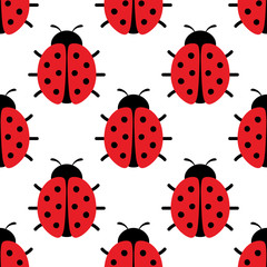 Ladybug seamless pattern, cartoon vector illustration background
