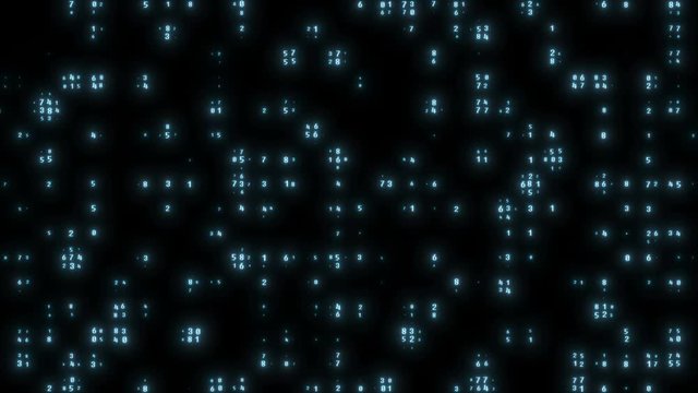 Background mathematic code numbers. Abstract program code moving in a cyberspace. Data flow speed concept. Software script running on a screen.