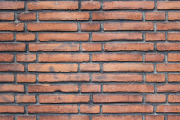 Detailed retro red brick wall pattern texture. Old grunge brickwork background.