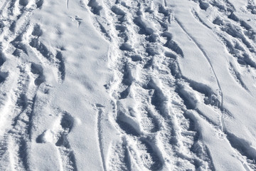 Fototapeta na wymiar Footprints on snow