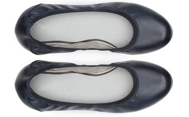 Female shoes on a white background. Top view.