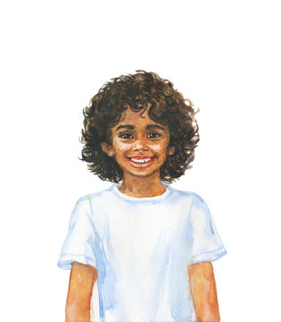 Watercolor realistic child portrait