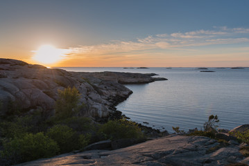 Naklejka premium Sunset at Tångevik, on the West Coast of Sweden