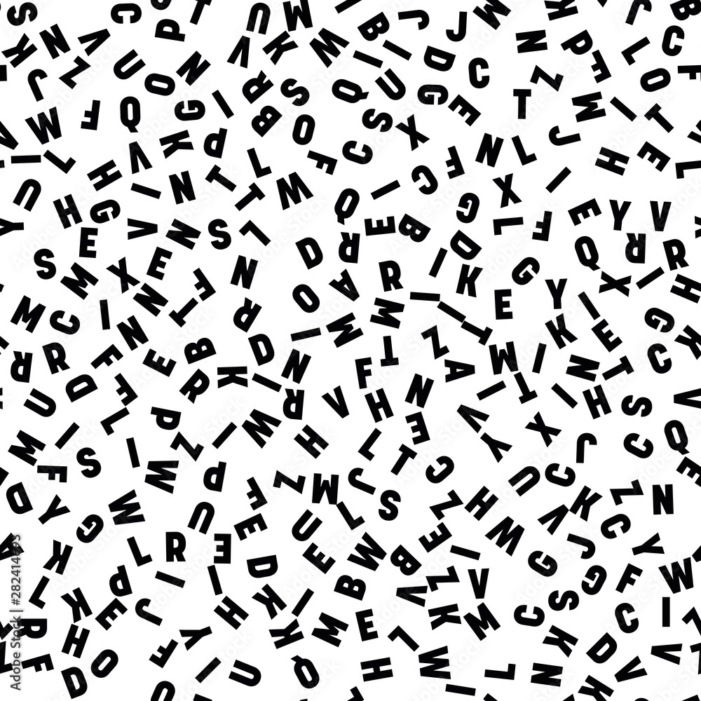 Poster seamless pattern of letters. random order signs. vector background