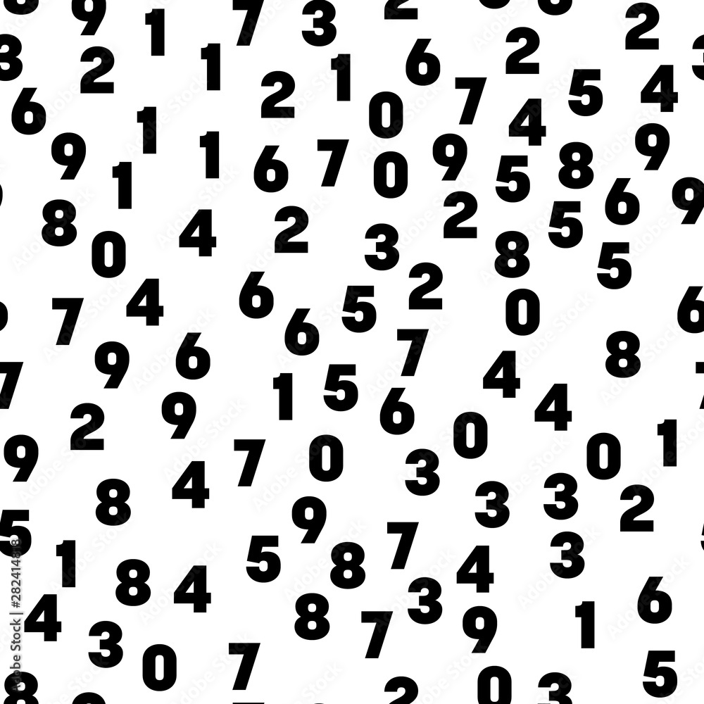 Poster numeral seamless pattern background. black numbers mosaic. vector wallpaper