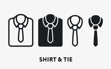 Shirt and Tie Collar. Flat Vector Line Icon Set.