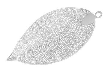 lacy silver leaf pendant on isolated white background