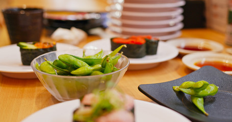 Edamame in the japanese restaurant