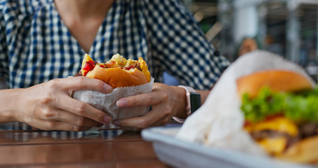 Fast food burger and french fries