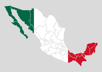 Mapa de México con su bandera. © Gabrieuskal