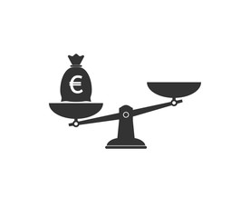 Euro, scale icon. Vector illustration, flat design.