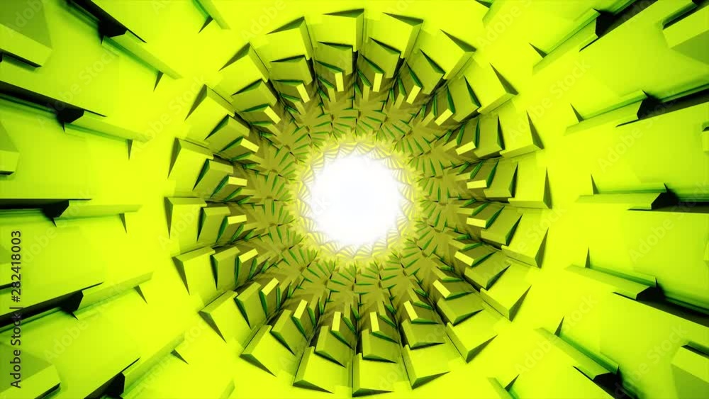 Poster abstract rotating bright tunnel with the white light in its center, seamless loop. animation. unusua