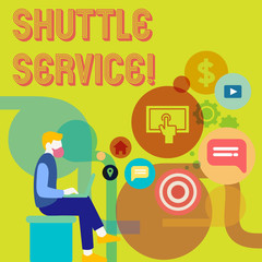 Word writing text Shuttle Service. Business concept for Transportation Offer Vacational Travel Tourism Vehicle