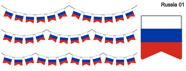 Fototapeta na wymiar ロシアの国旗のガーラーンド　ベクターデータ（bunting garland）