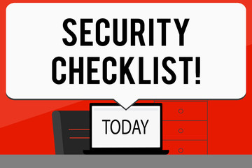 Word writing text Security Checklist. Business concept for list with authorized names to enter allowing procedures