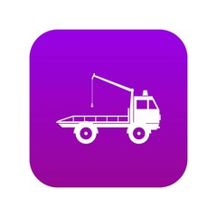 Car towing truck icon digital purple for any design isolated on white vector illustration