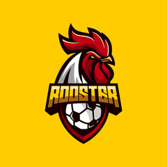 awesome rooster soccer logo design