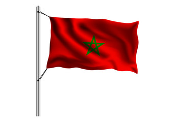 Fototapeta na wymiar Waving Morocco flag on flagpole on isolated background, flag of Morocco, vector illustration