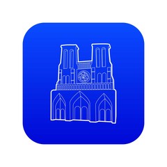 French castle icon blue vector isolated on white background