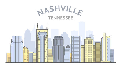 Obraz premium Nashville cityscape, Tennessee - city panorama of Nashville, skyline of downtown