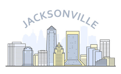 Jacksonville cityscape, Florida - city panorama of Jacksonville, skyline of downtown