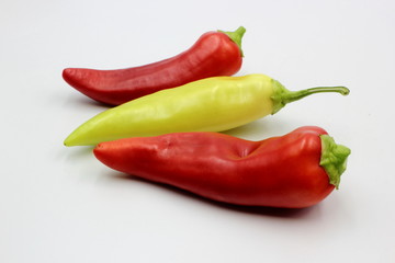 red chili peppers isolated on white background