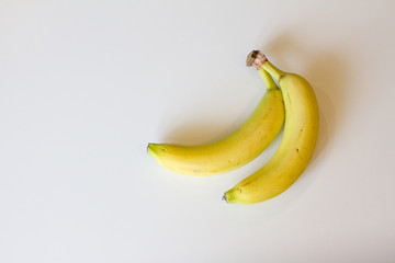 ripe yellow banana on isolated white background. Realistic fruits. Healthy diet. Vegetarianism. Sweet and tasty.