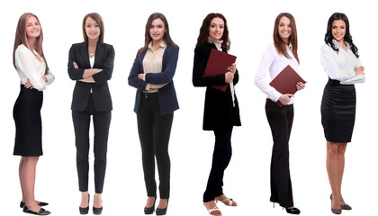 Obraz premium Collection of full-length portraits of young business women