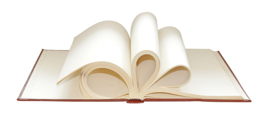 open book blank sheets isolated on white background