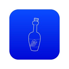 Wine bottle icon blue vector isolated on white background
