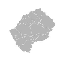 Vector isolated illustration of simplified administrative map of Lesotho. Borders of the districts (regions). Grey silhouettes. White outline