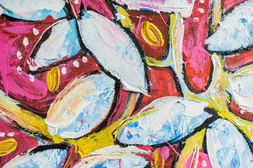 Fototapeta premium Hand drawn acrylic painting. Abstract art background. Acrylic painting on canvas.