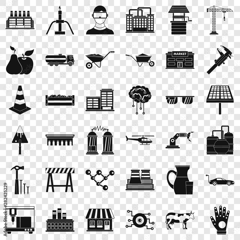 Poster well icons set. simple style of 36 well vector icons for web for any design