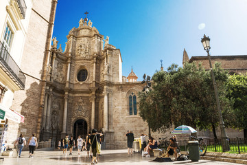 Valencia Cathedral, Spain - Valencia - La Plaza De La Reina - Square Reina  Baroque, Romanesque and...