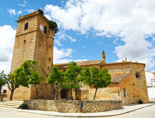 San Martin de Tours church in Aldea del Cano, a village in Way to Santiago (Via de la Plata) at...