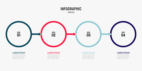 Fototapeta na wymiar Business process. Timeline infographic design template with 4 steps, arrows. Vector illustration.