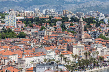 Fototapeta na wymiar 07 MAY 2019 Split, Croatia. City overview from above.