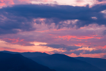 Beautiful mountain summer evening sunset landscape Lake Baika