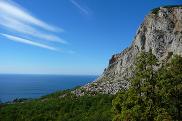 Fototapeta na wymiar Landscape on background sea and rocks