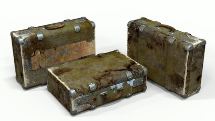 Old suitcases. 3D illustration