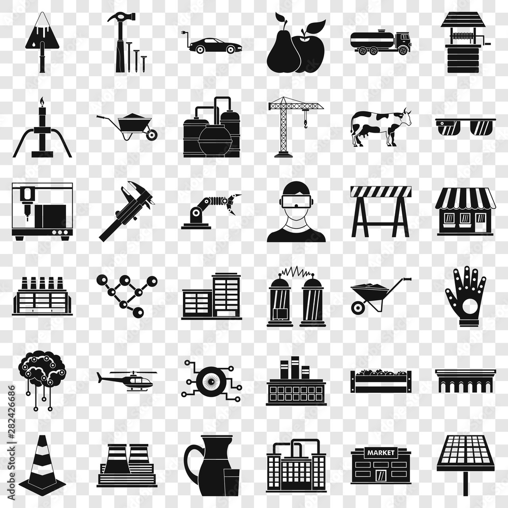 Poster market icons set. simple style of 36 market vector icons for web for any design