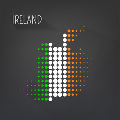 Abstract map of Ireland with a national flag. Vector illustration design.