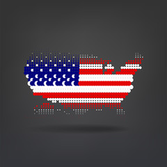 Abstract map of USA with a national flag. Vector illustration design.