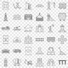 Fototapeta na wymiar Industry icons set. Outline style of 36 industry vector icons for web for any design